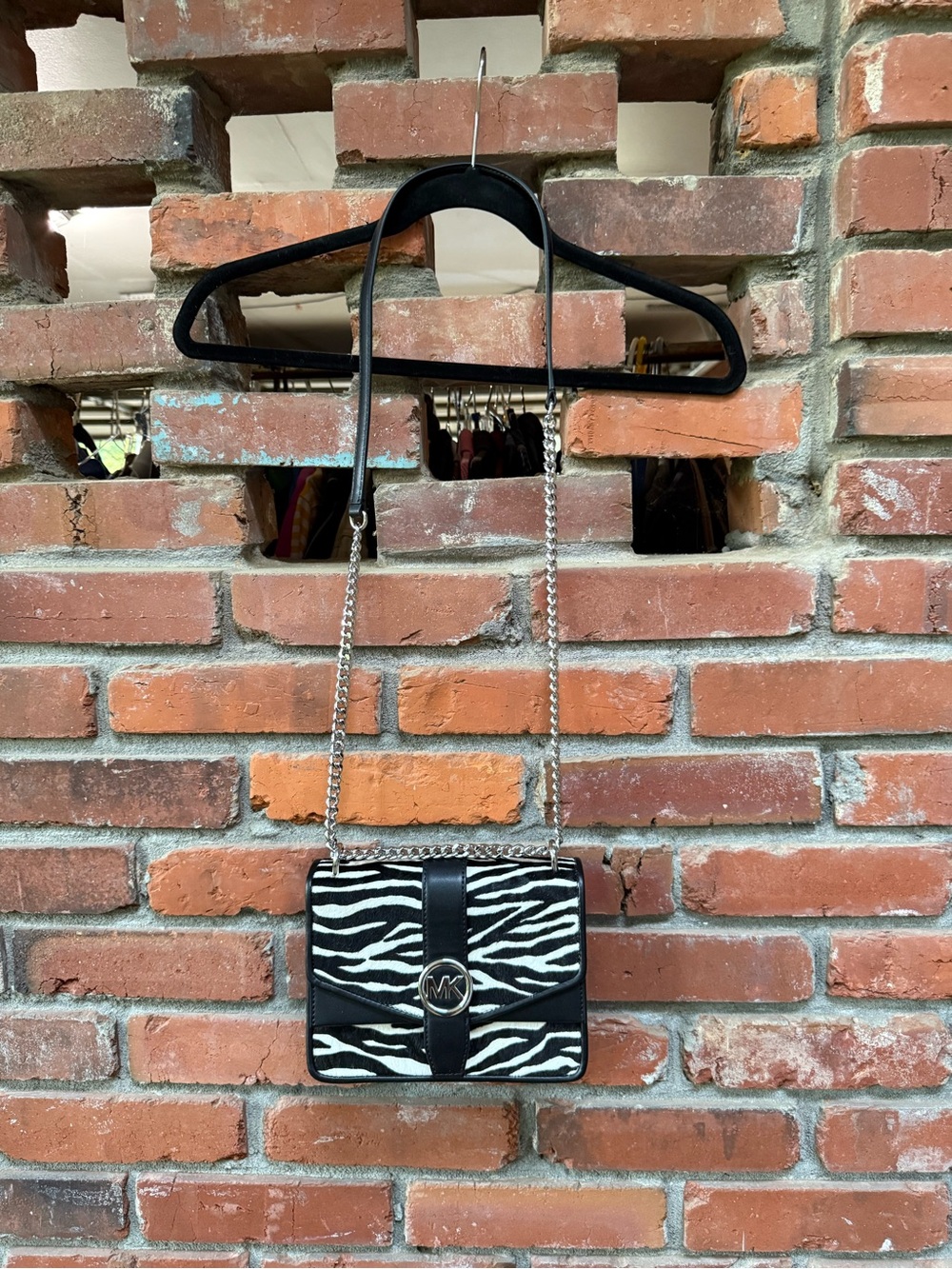 Michael Kors Black & White Zebra-Print Crossbody
